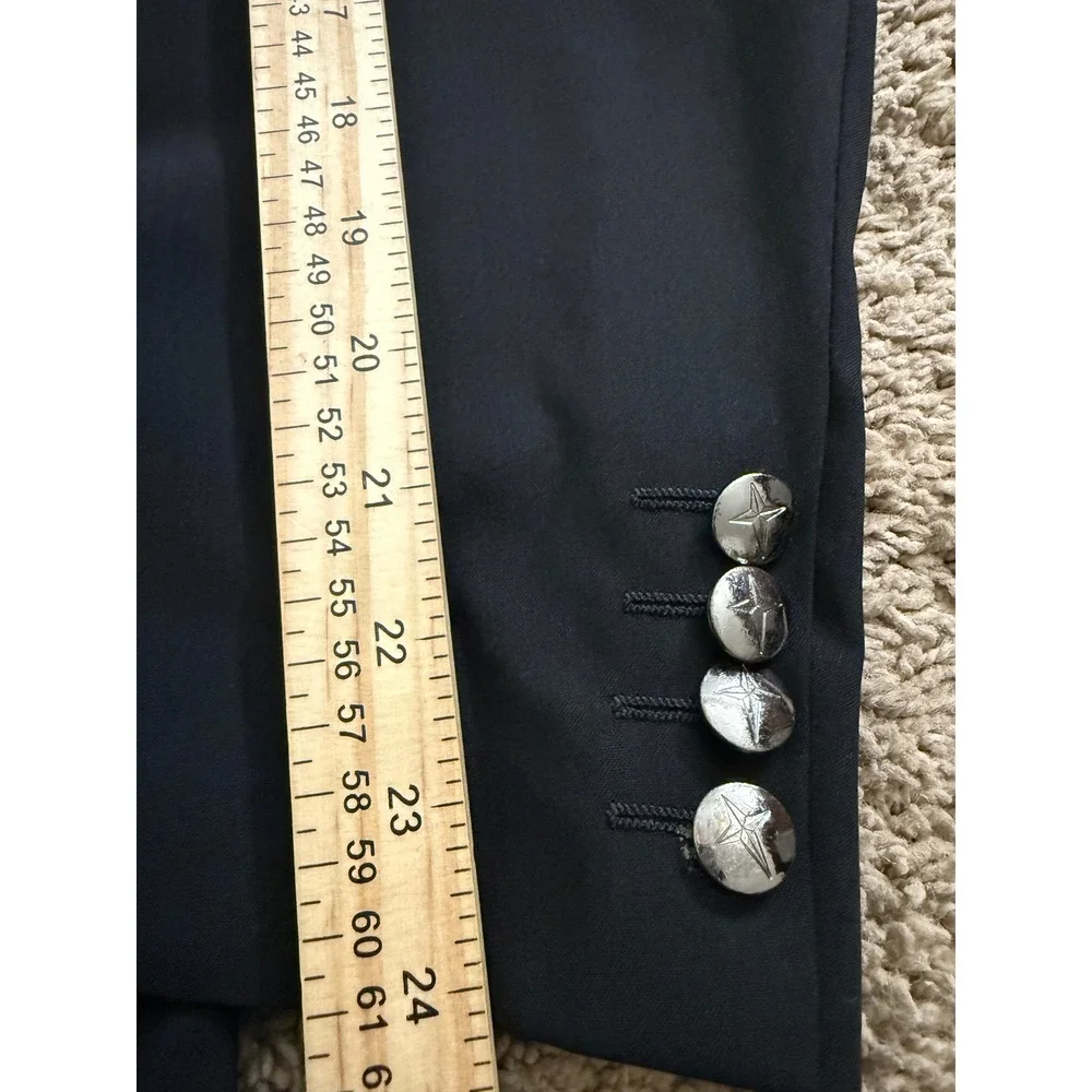 Thierry Mugler Vintage Mens Black Wool Blazer Star Button Made in Italy Size 52